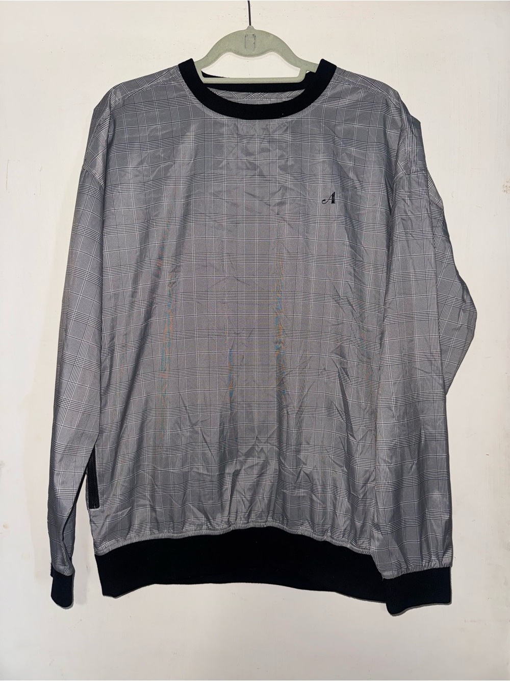 Awake Gray Plaid Crewneck with Black Rib Trim